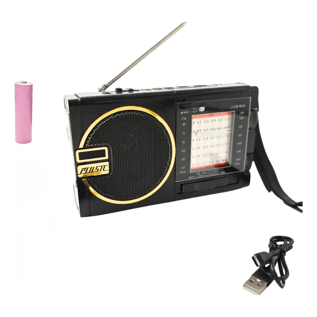 Rádio Retrô Vintage Portátil Am/fm/sm Bluetooth Usb C/solar