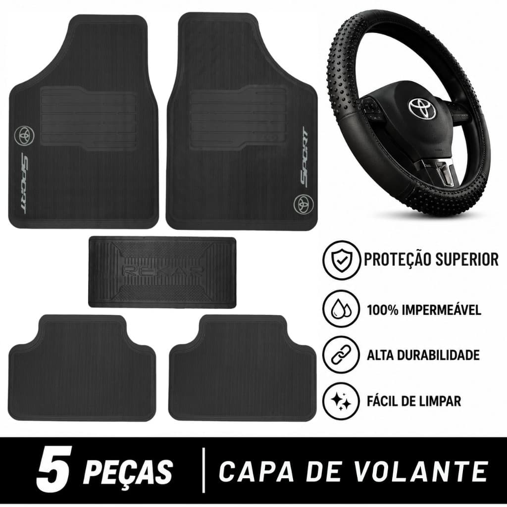 Kit Capa Volante + Tapete Toyota Corolla Hilux SW4 Corolla Cross Yaris Etios