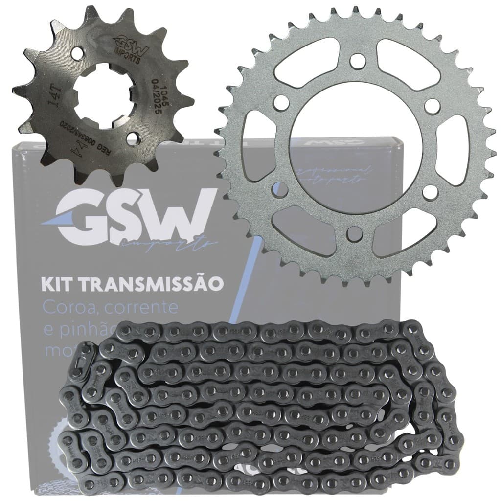 Kit relação transmissão tração YBR150 Factor 2016 em diante GSW