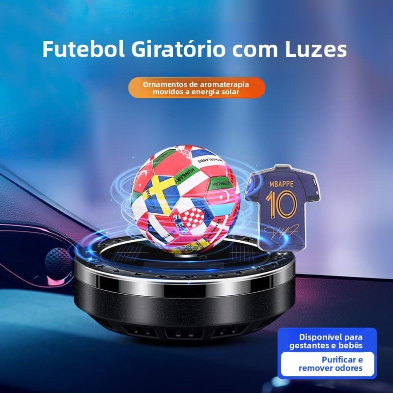 Camisa de novo estilo, decorações de futebol giratórias solares, acessórios para carro, aromaterapia solar, óleo essenci