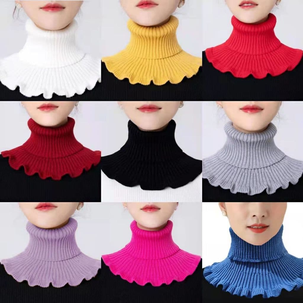 Cachecol feminino pulôver outono inverno quente colar capa proteção Cervical All-Match decoração colar falso de malha go
