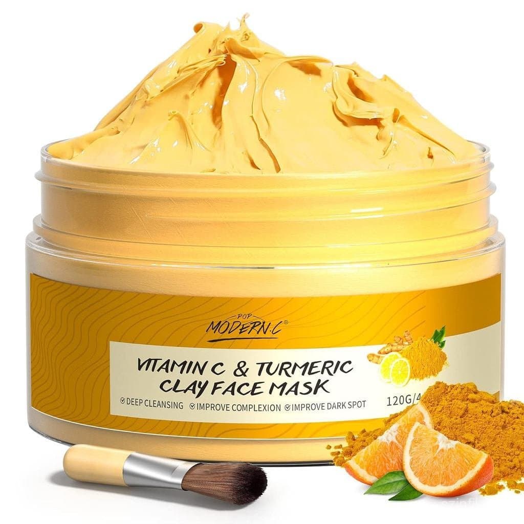 POP MODERN.C Máscara Facial de Argila com Cúrcuma e Vitamina C para Limpeza Profunda, Cuidados com a Pele, Melhora Cravo