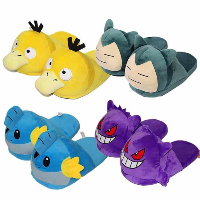Sapato De Inverno / Chinelo De Pelúcia Com Bolso De Animais / Psyduck / Snorlax / Mudkip / Gengar