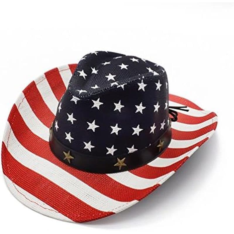 Chapéus De Cowboy , Chapéu De Sol Clássico De Verão Com Bandeira Americana Ocidental Para Homens E Meninos