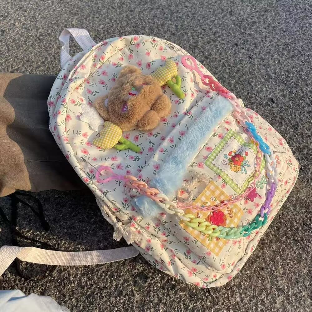 Nova mochila de viagem elegante e leve, mochila escolar feminina com estampa de desenho animado, adequada para meninas V