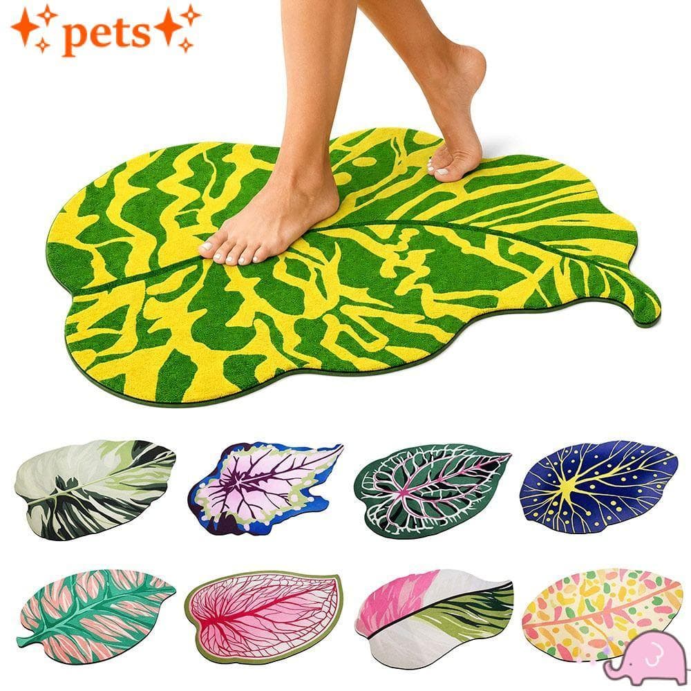 PETS1 Tapete De Chão , Capacho Antiderrapante Com Folhas De Dopamina , Cabeceira Em Formato Irregular Absorção De Água