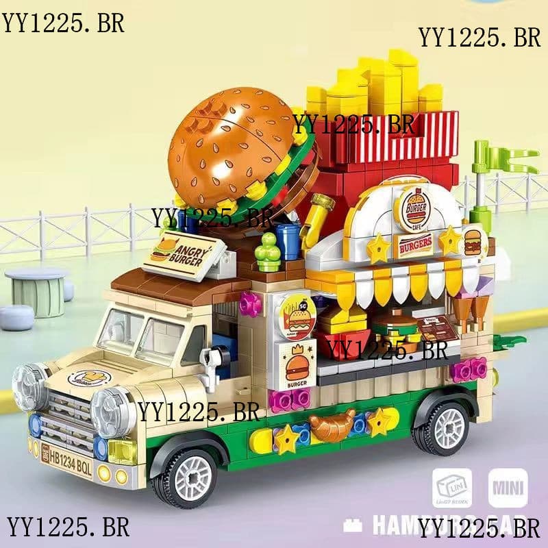Blocos De Constru莽茫o Pequenas Part铆culas Cidade Rua Vista Sorvete Carro Meninas Quebra-Cabe莽a Montagem Brinquedo Da Meni