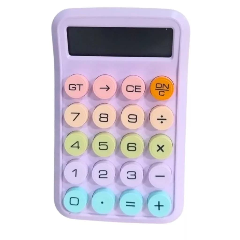 Calculadora de Mesa Colorida Botões Grandes Mecânica Tela LCD 10 Digitos ZN811