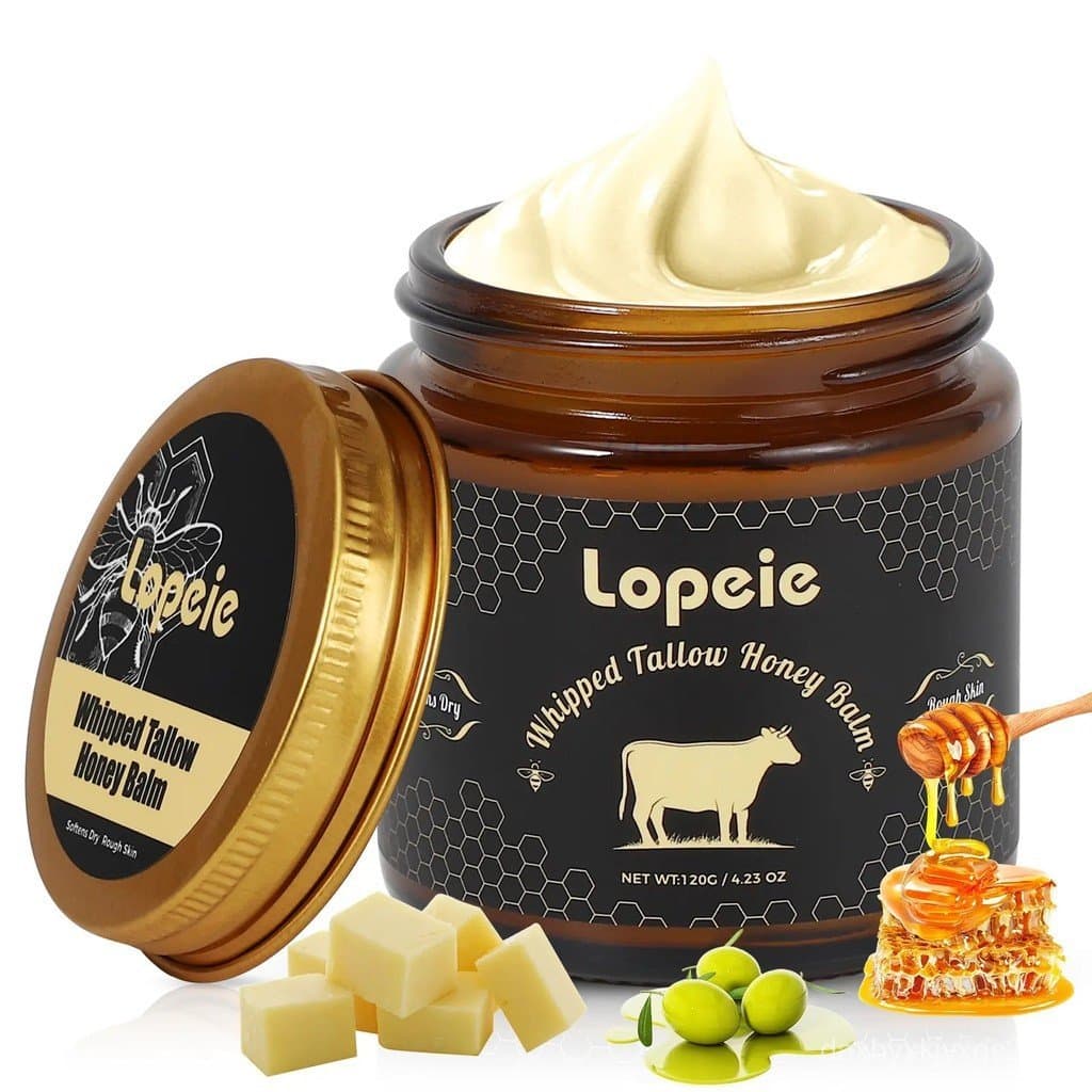 Bálsamo Hidratante Leie Creamy de Sebo de Carne de Gado Alimentado a Pasto com Mel - 4 onças, nutre a pele, sem fragrânc
