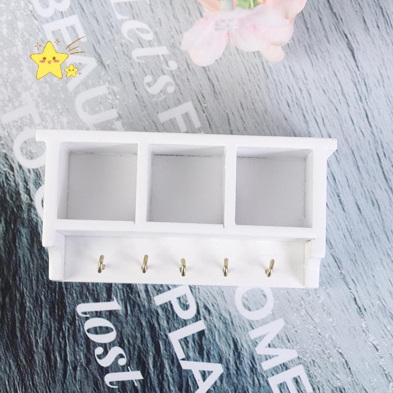 [JBTH] 1/12 Casa De Bonecas Em Miniatura Cozinha Prateleira Montada Na Parede Ra Armário Cabide Gancho [JB]