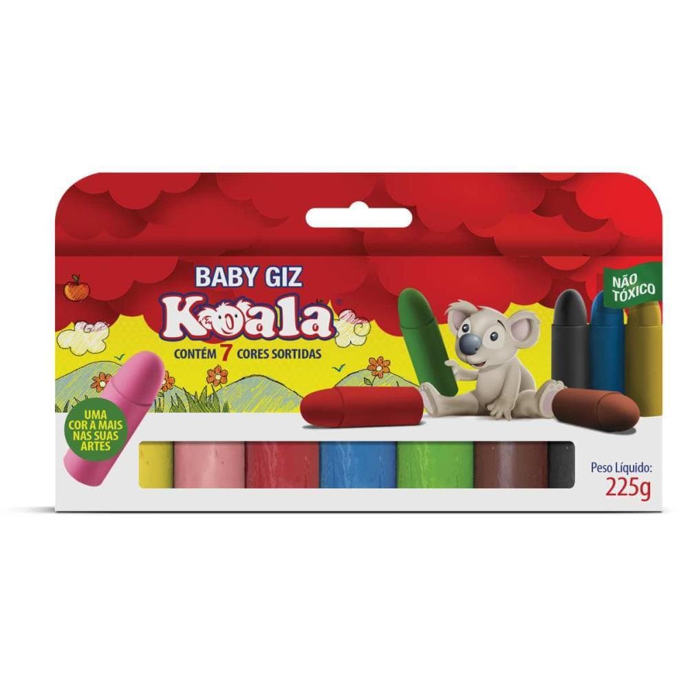 Lapis de Cera Gizao 07 Cores BABY GIZ Koala