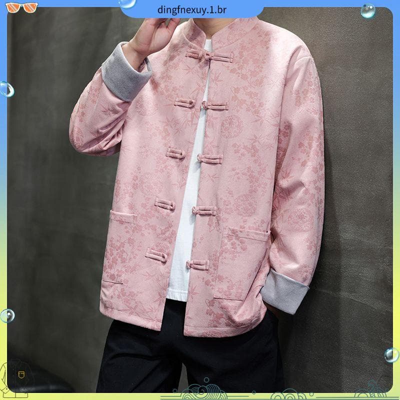 Primavera outono novo estilo estilo chinês Tang terno novo estilo chinês fivela jaqueta masculina terno de montanha chin