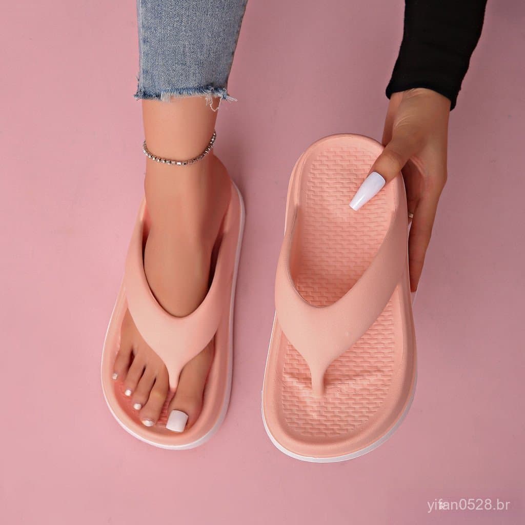 2024 verão novo estilo feminino altura aumentada 6cm chinelos de sola grossa All-Match praia S