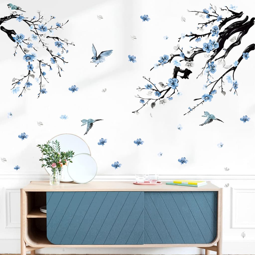 de parede flor pássaro auto-adesivo adesivos de parede quarto fundo decoração de parede adesivos