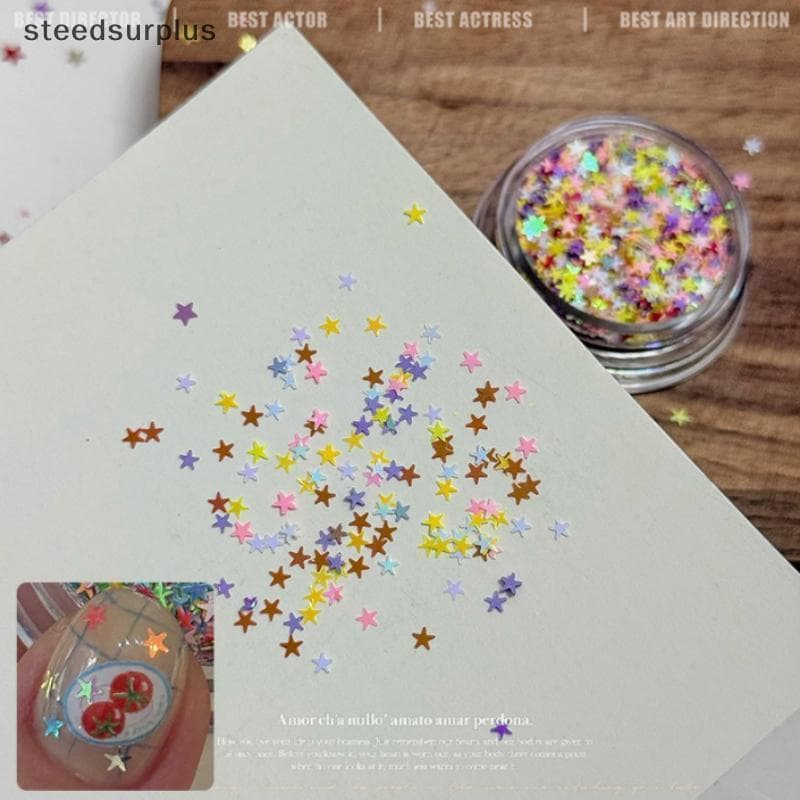 Colorido Estrela De Cinco Pontas Lantejoulas Arte Do Prego 1 Caixa Encantos De Brilho Para Decoração DIY Dicas De Salão