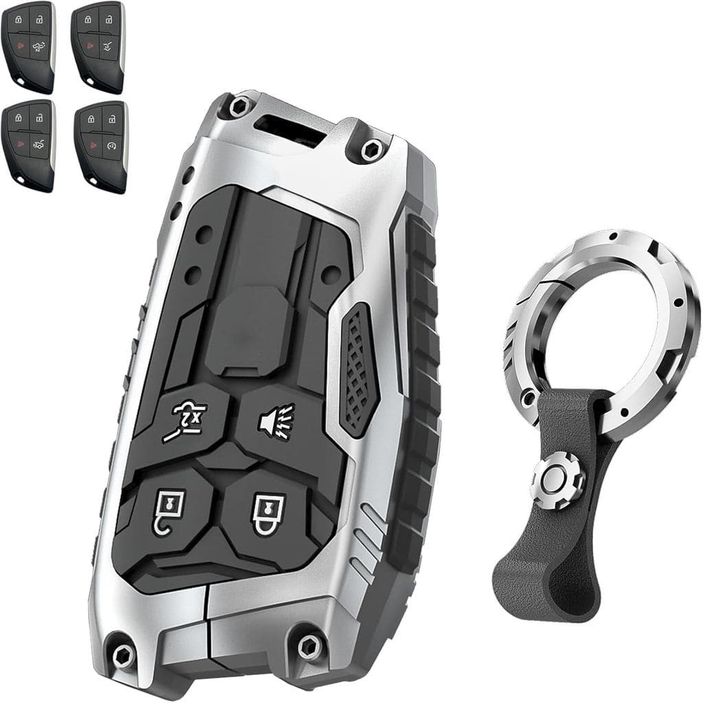 Heavy Key Fob Cover for 2023-2025 2026 Chevy Colorado Equinox Silverado GMC Canyon Sierra 4 Button Car Key Case Protecto