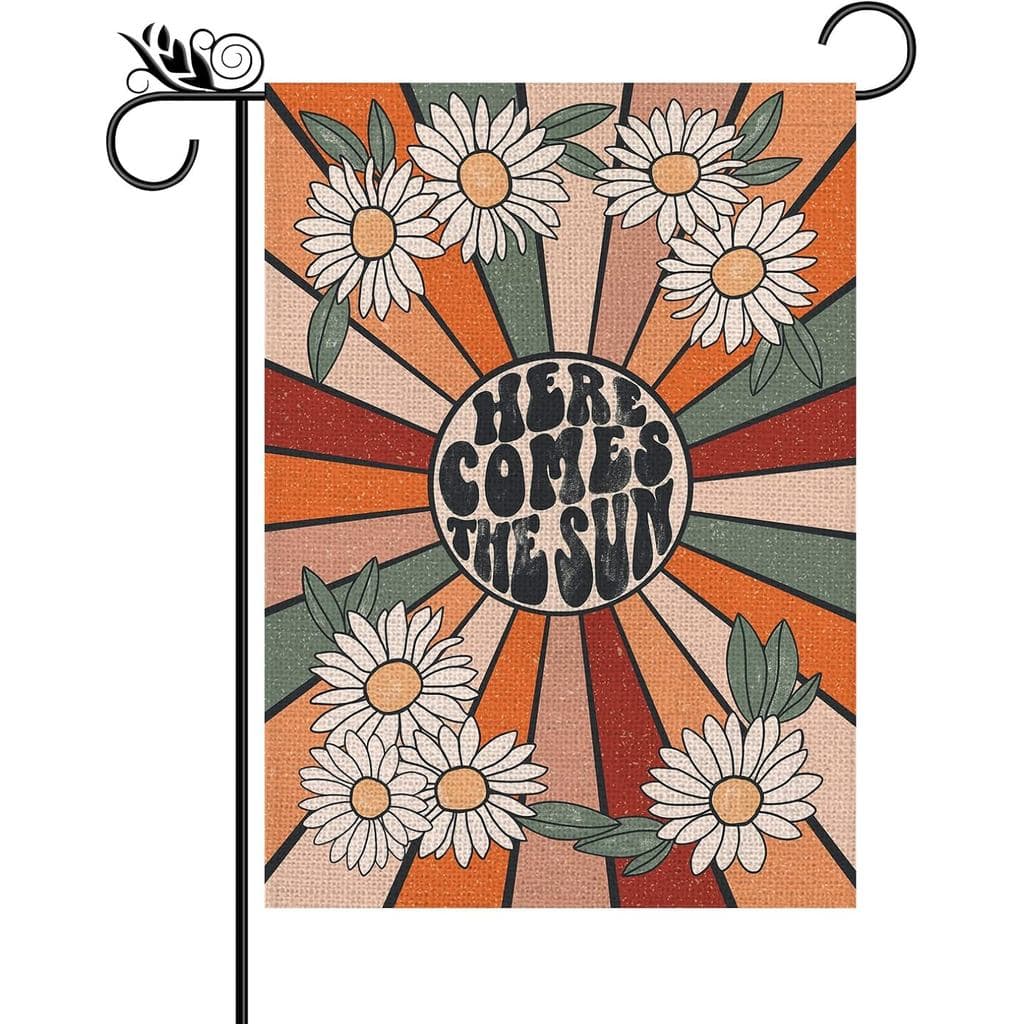 Bandeira de Jardim de Verão Vintage com Margaridas, Dupla Face Vertical, Decorações Sazonais para Quintal de Estilo Rúst