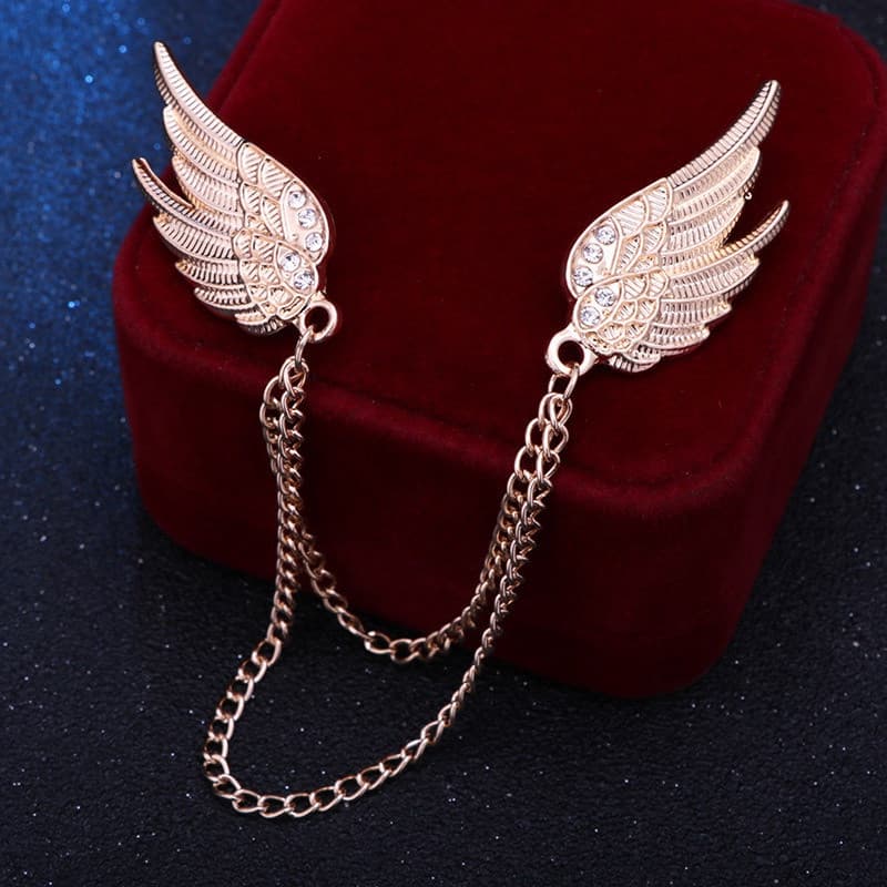 Novo Broche de Corrente de Asa de Anjo com Franjas para Homens e Mulheres ADFA