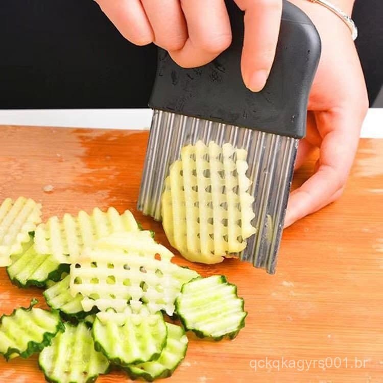Faca de Batata Dente de Lobo Cortador de Legumes Artefato de Onda Faca de Onda Doméstica Cortador de Batatas Fritas Aço