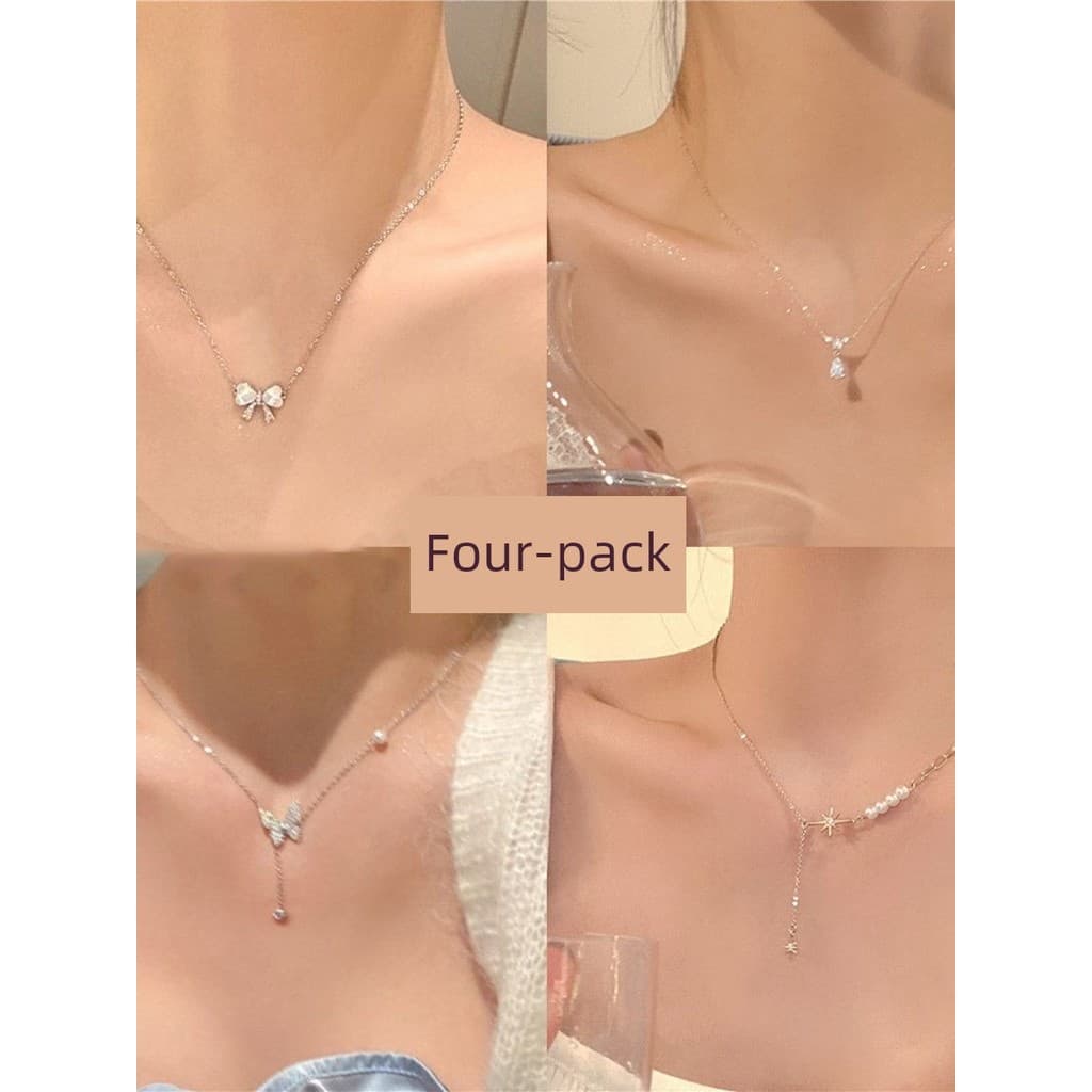 Colar de borboleta feminino 2026 novo estilo de venda quente clavícula corrente High-End luz luxo nicho estudante festa