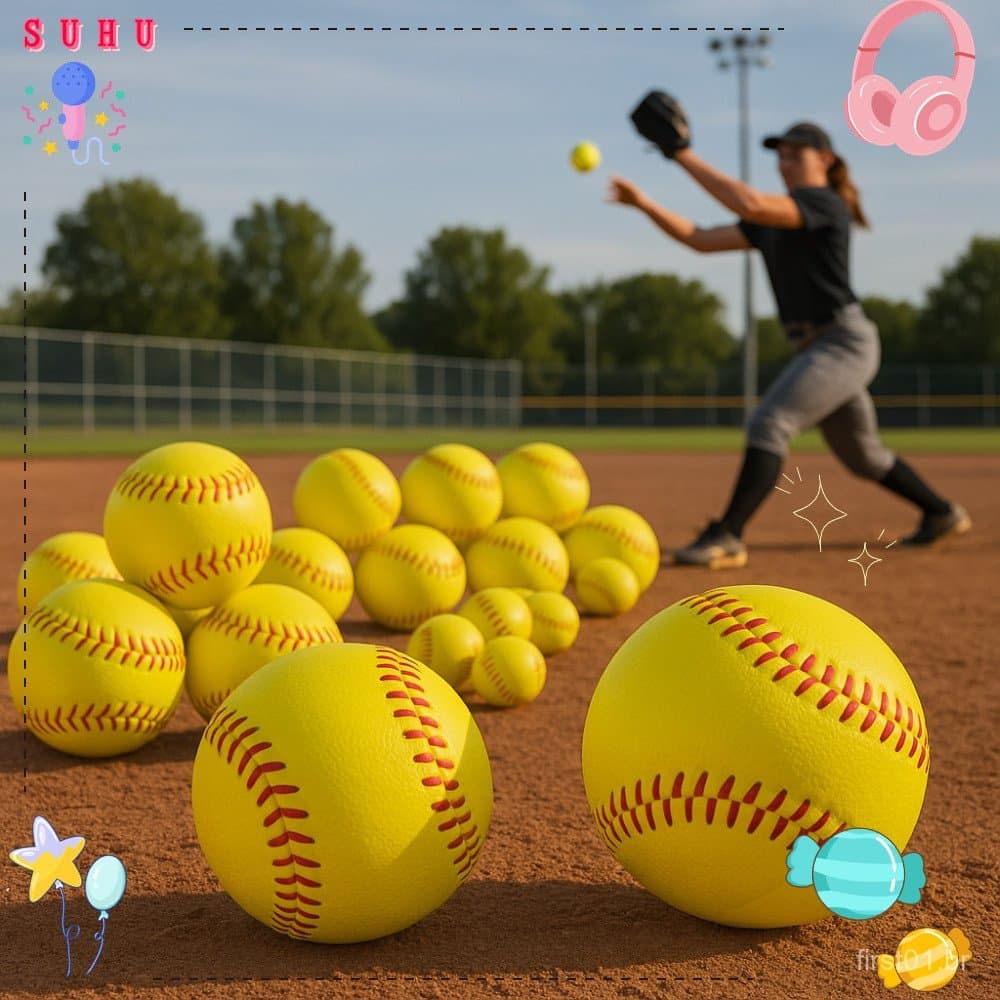 Bola de treinamento, brinquedo de beisebol macio e maleável em PU, softball infantil durável e elástico.