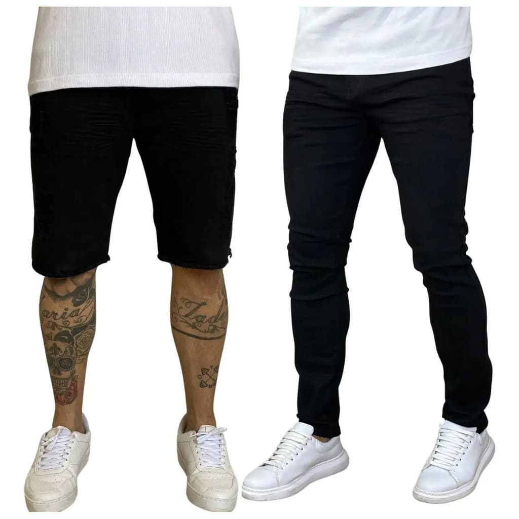 Kit Com 1 Bermuda+ 1 Calça Masculina Linha Premium Tendência