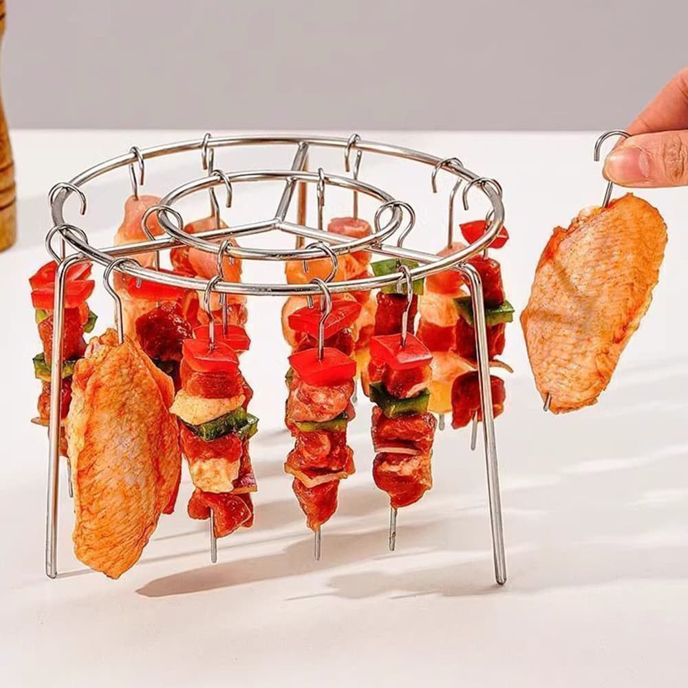 24 Ganchos De Aço Inoxidável Fritadeira De Ar Pendurado Rack Multi Espeto Churrasqueira Suporte