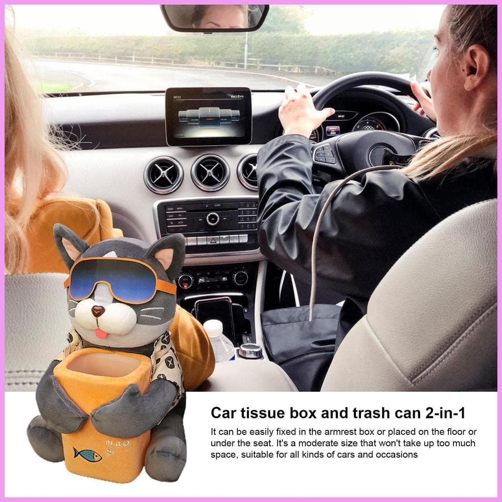 Lata De Lixo Do Carro Com Suporte De Caixa De Tecido De Pelúcia Multifuncional Combinação Braço 2 Em 1 Para alpijyn2br