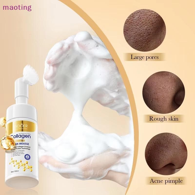 [maoting] SADOER Colágeno Limpador Facial Mousse Limpeza Profunda Cuidados Com A Pele Hidratante Firmador Espuma De Lava