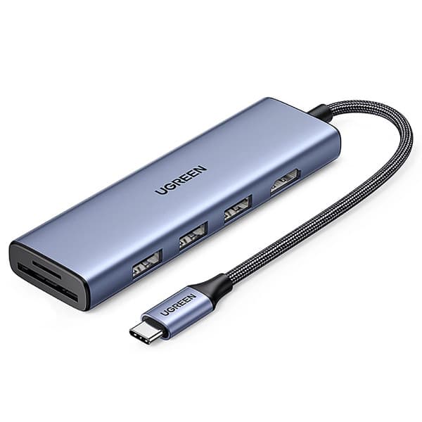 Hub USB UGREEN USB-C 3x USB-A 3.0 HDMI SD TF Cinza 20956A