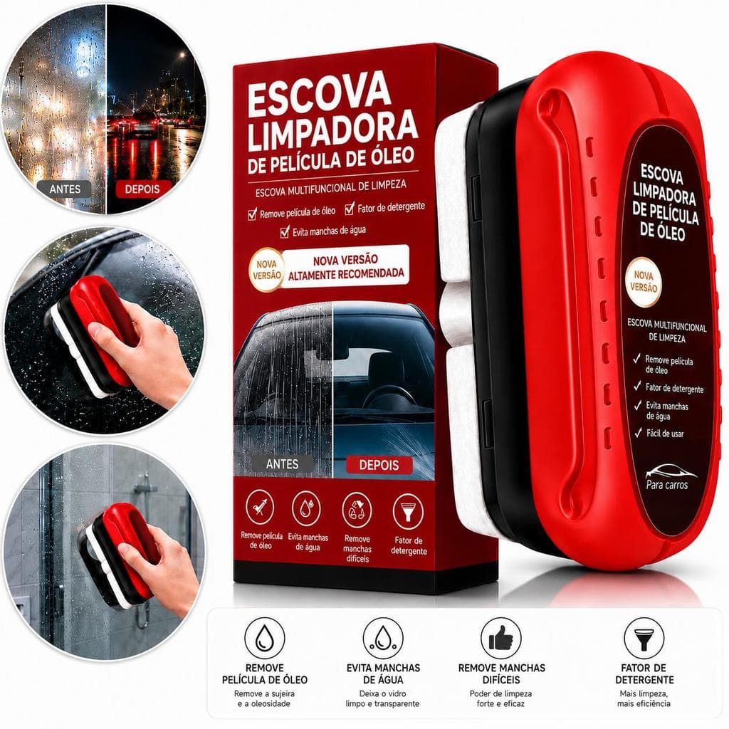 Escova Limpa Vidro Carro Limpador de Película Oleosa para Para-Brisa Remove Oleosidade Repele Água