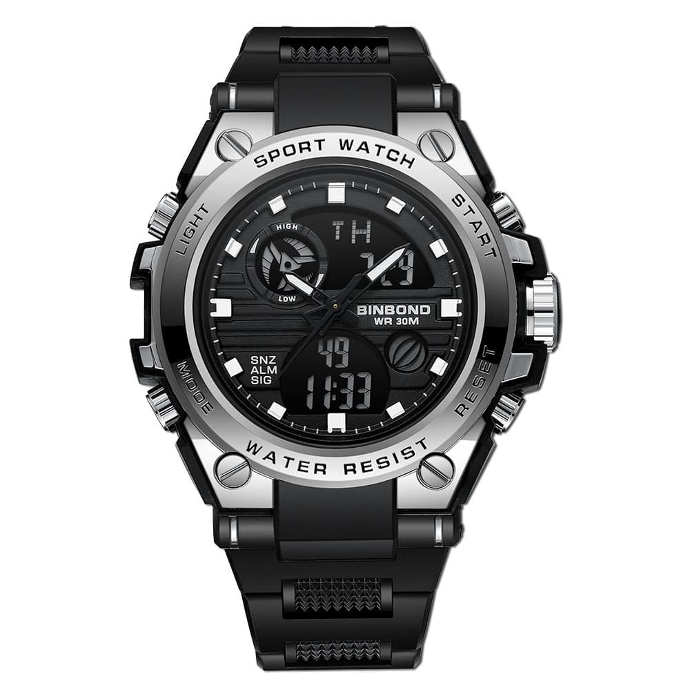 Relógio Esportivo Masculino BINBOND Com Display Duplo , De Pulso Analógico Digital Luminoso À Prova D'água De Quartzo