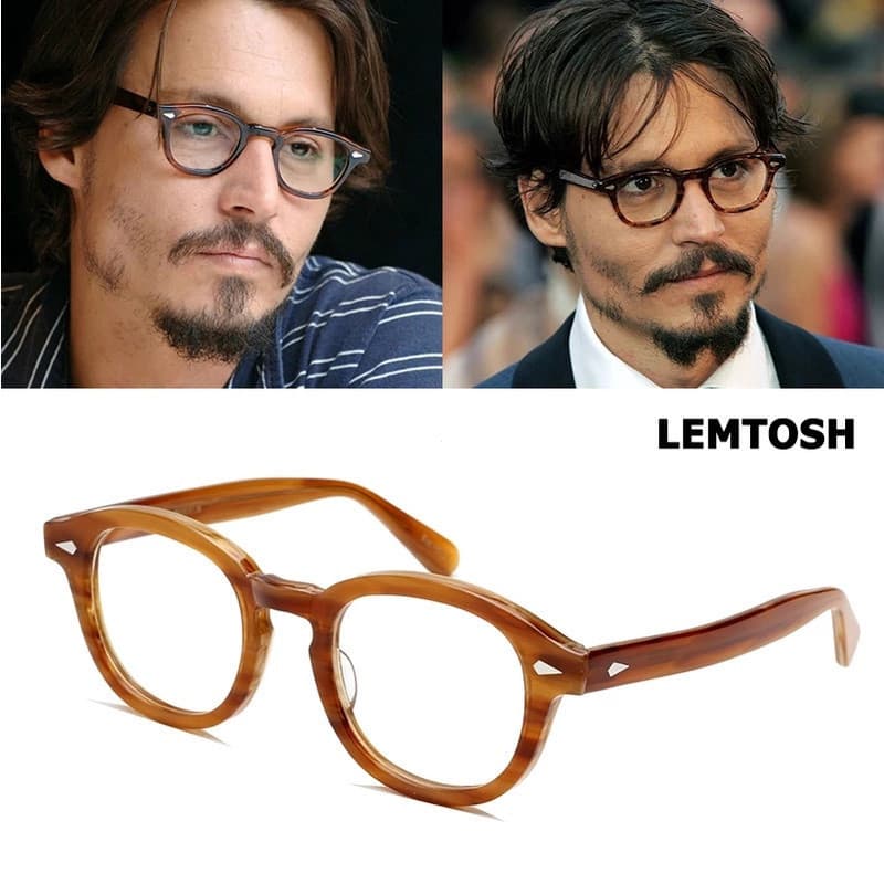 Óculos Redondos Vintage Estilo Johnny Depp Lemtosh com Armação de Acetato de Alta Qualidade 5BHO