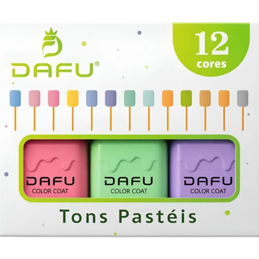 Kit com 12 Esmaltes em Gel Dafu Candy Colors – Tons Pastéis