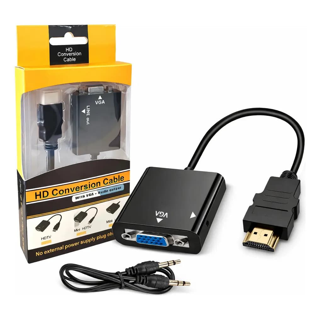 Cabo Adaptador Hdmi Para Vga Exbom 1080p Áudio Vídeo 20cm Preto