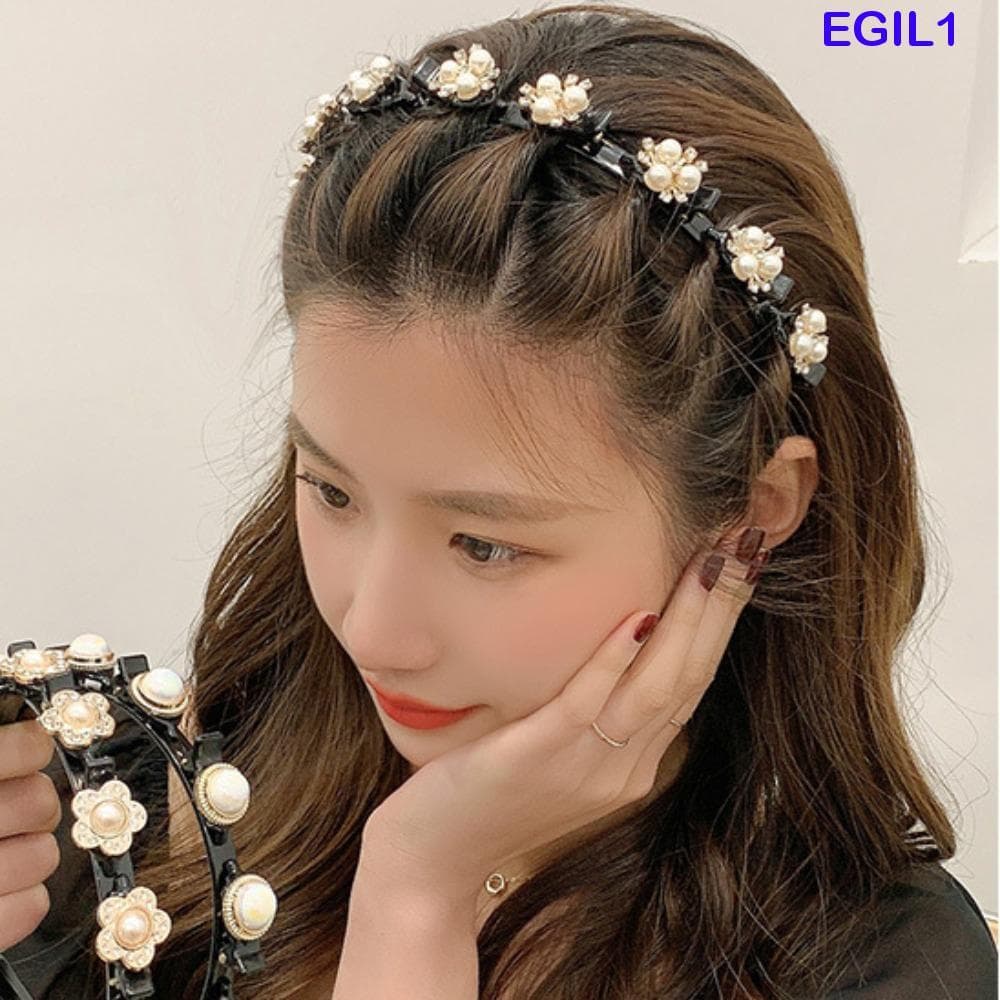 EGIL1 Argolas De Cabelo Para Meninas Preguiçosas , Faixas Trançadas De Pérola De Zircônia , Faixa Com Dentes De Flores