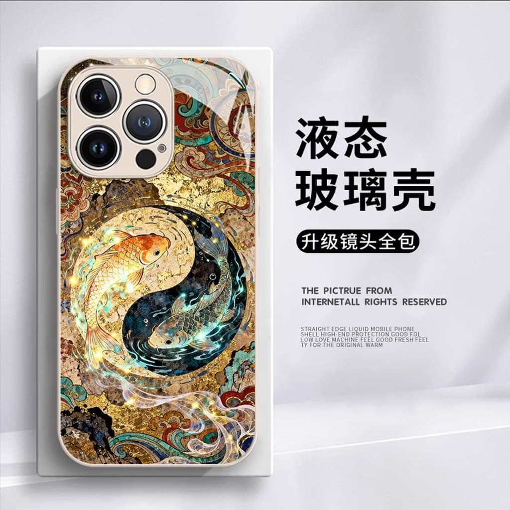 Tai Chi Carp adequado para 17 capas de telefone 11/12/13/14/15/16Promax capa de vidro
