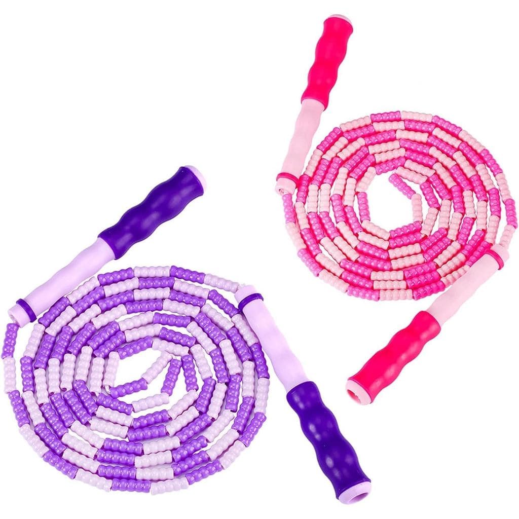Conjunto de 2 Cordas de Pular para Exercícios de Fitness, Corda Sem Emaranhados com Segmentos de Contas Macias, Corda de