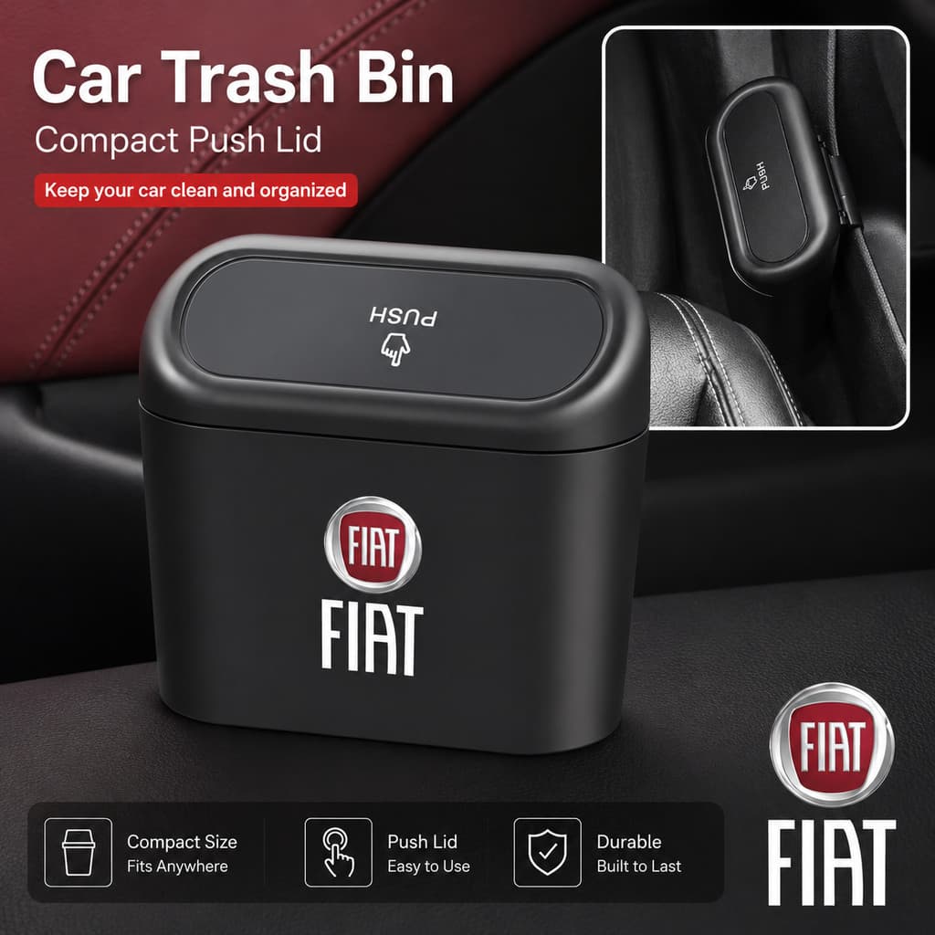 1Pc Lixeira De Carro Mini Caixa De Lixo Organizador De Armazenamento Com Tampa De Pressão Para Fiat 500 Panda Punto Toro