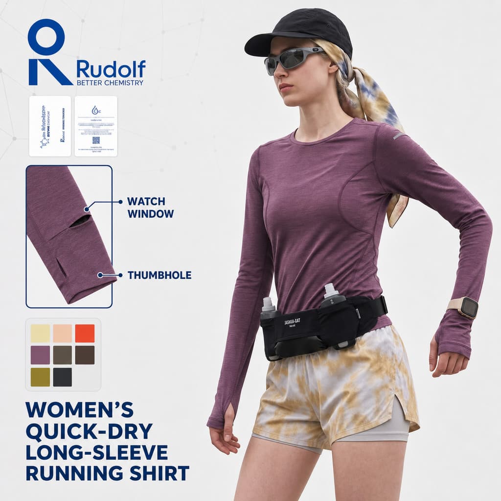 Camiseta de Manga Longa Rudolf Quick-Dry Hasselblad Line para Mulheres, Top Esportivo Leve de 100g para Atividades ao Ar