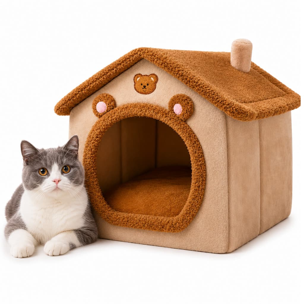 Casinha Iglu Pet  Cama de pelucia Toca Quentinha para Gatos e Cachorros
