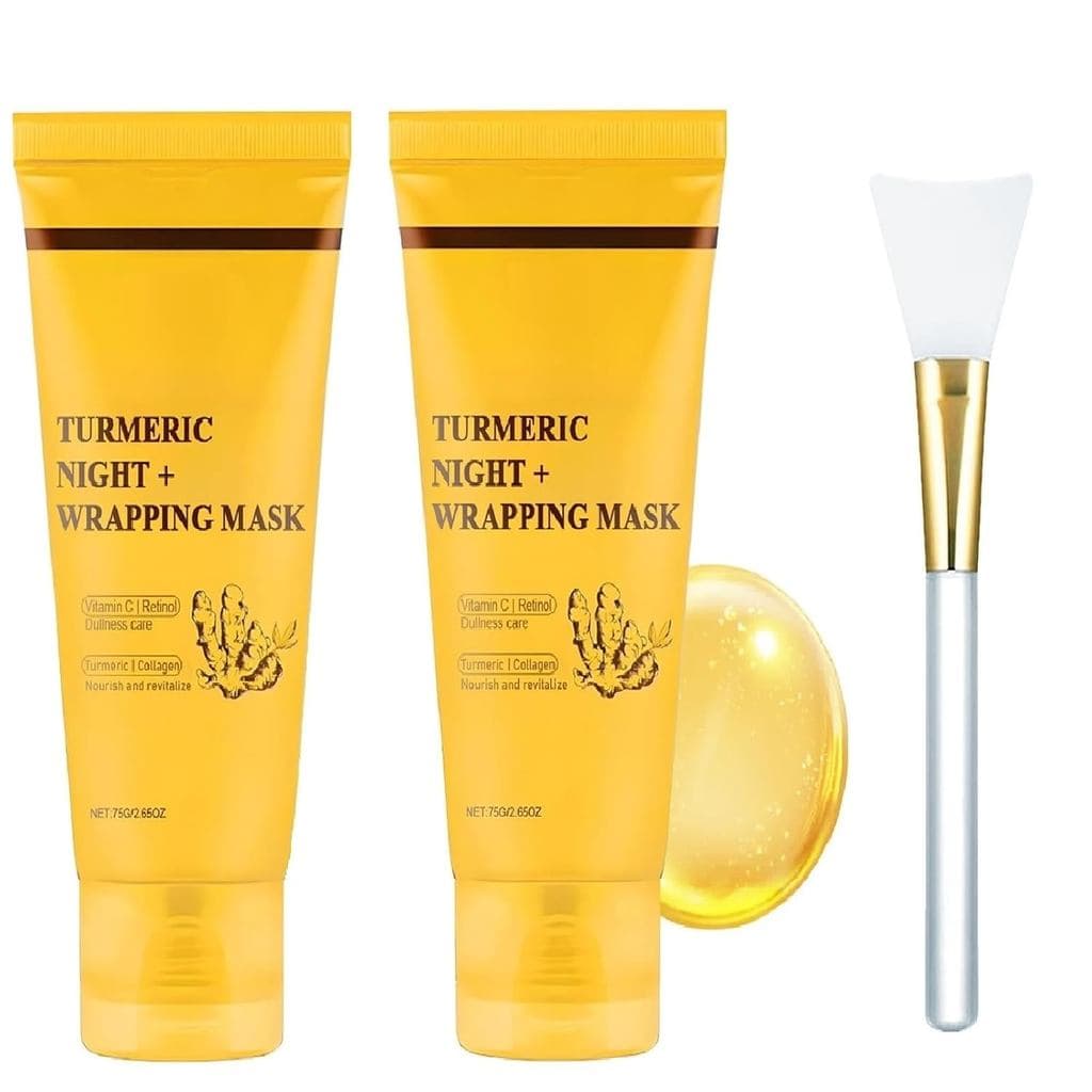 2 Máscaras Noturnas de Colágeno e Cúrcuma, Máscara Hidratante, Firmadora e Nutritiva para a Pele, Máscara Bio Peel Off p