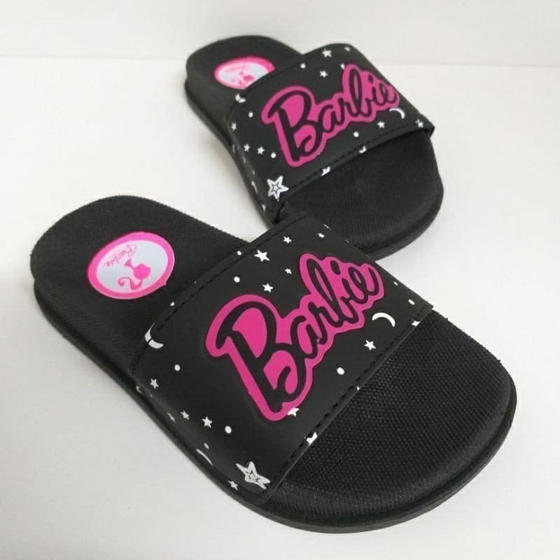 Chinelo Infantil Menina Slide Barbie Rosa e Preto - Conforto para o pé - S'Fram Calçados