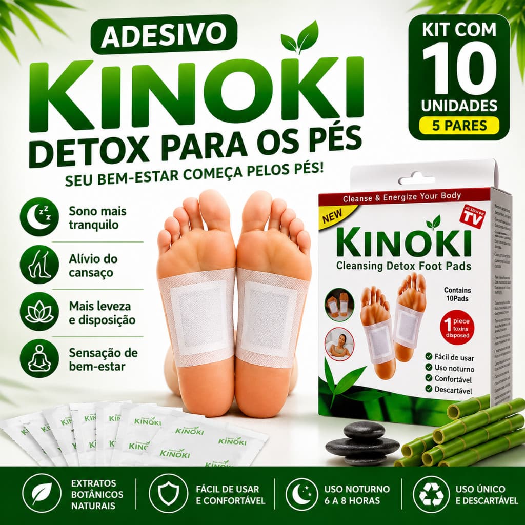 Adesivo Para os Pés Kinoki Kit 10 Unidades Uso Noturno Confortável