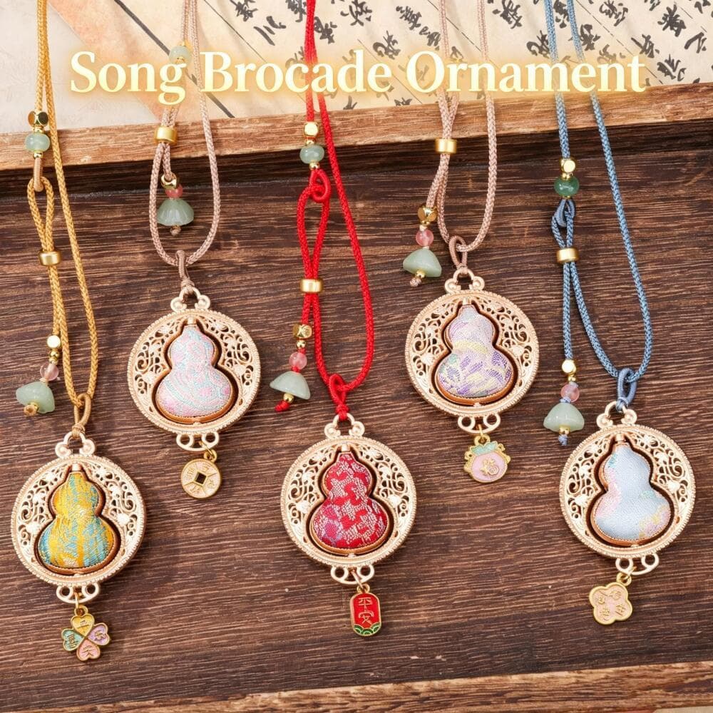 Pingente De Cabaça Oca De Brocado De Música Chinesa , Ornamento De Suspensão De Carro Auspicioso Tradicional , Colar De