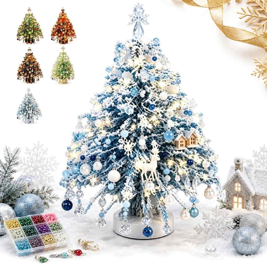 Kit De Artesanato De Árvore De Natal Com Contas DIY Para Adultos , Conjunto De Fabricação De Cristal Moldura De Metal ,