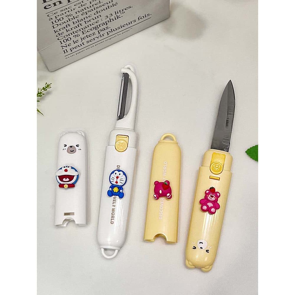 Faca de descascar frutas dois-em-um dos desenhos animados bonito peeling faca casca vegetal peeling ferramenta útil domé