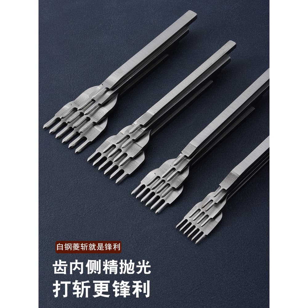 Corte de dente fino jogando aço branco corte diamante artesanal DIY couro arte escultura em couro ferramenta perfuração