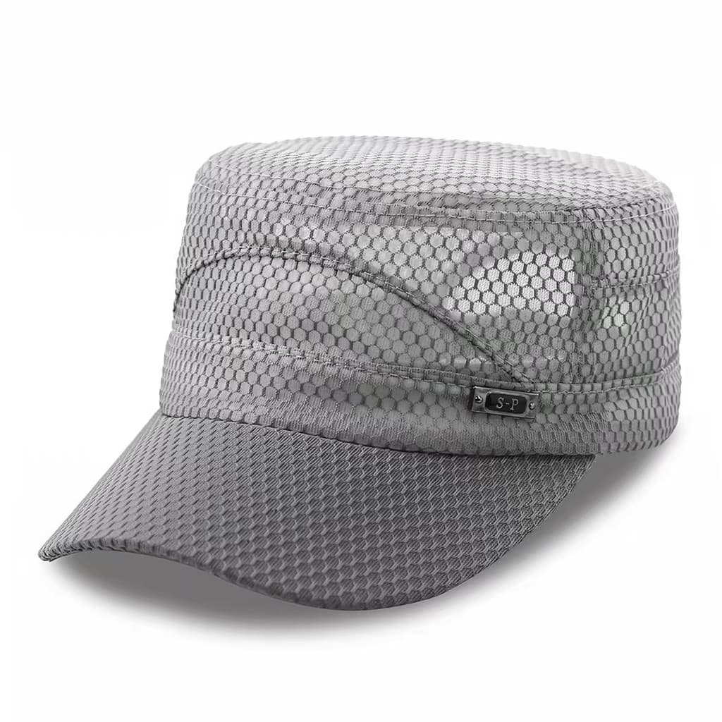 Chapéu masculino de verão respirável com topo plano, tamanho grande, protetor solar, secagem rápida, meia-idade, lazer a