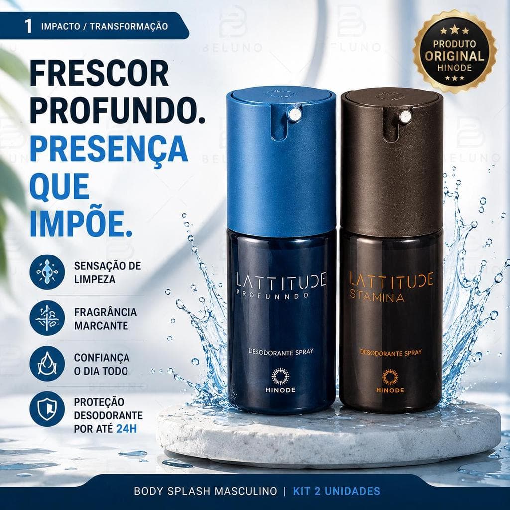 Kit 2 Body Splash Masculino Lattitude Profundo Hinode Desodorante Spray 100ml Amadeirado 24h